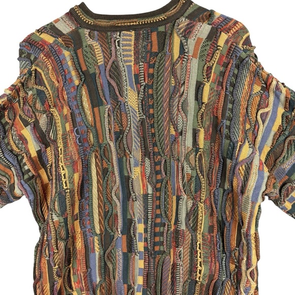 EUC Tundra Canada Men’s Coogi-style Multicolor 3D V-Neck Pullover Sweater Sz XL - Picture 12 of 13